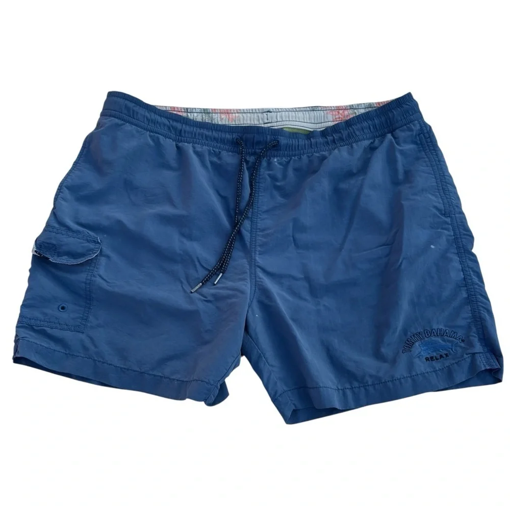 Tommy Bahama Relax Swim Trunks XL Blue Nylon Lined Board Shorts